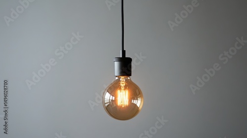 Contemporary hanging lamp featuring old-fashioned bulb