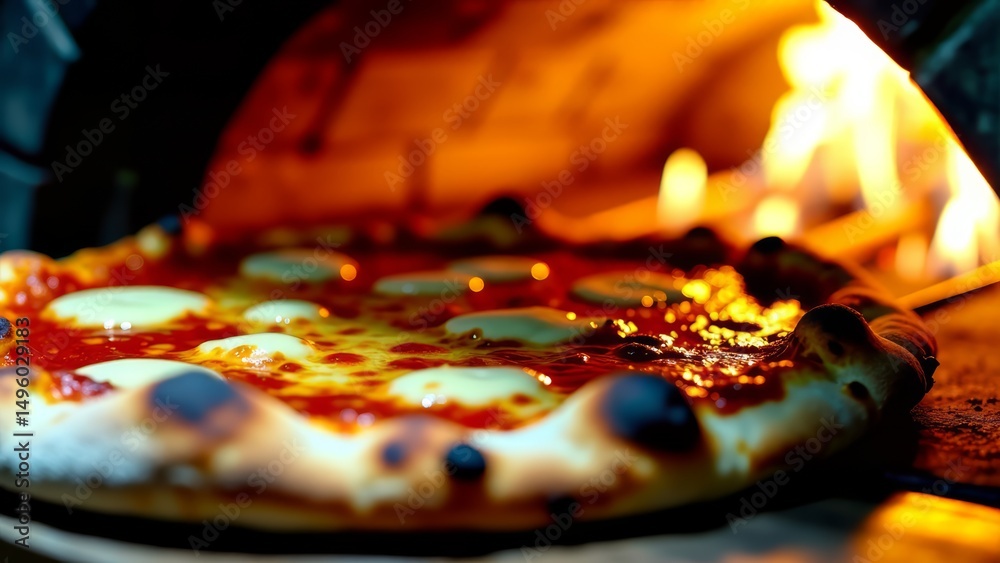 Fototapeta premium pizza in wood-fired oven