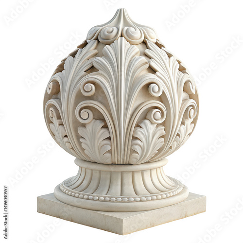Ornate stone finial art isolated on transparent background