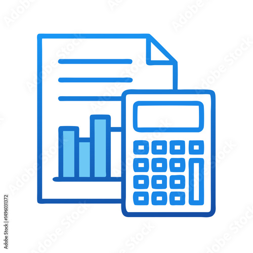 Financial analysis report with calculator for accounting and business planning and budgeting report analysis on transparent background