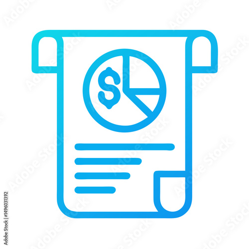 Financial report analysis icon with pie chart and dollar sign for business investment and growth 100 on transparent background