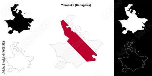 Yokosuka (Kanagawa) outline map set