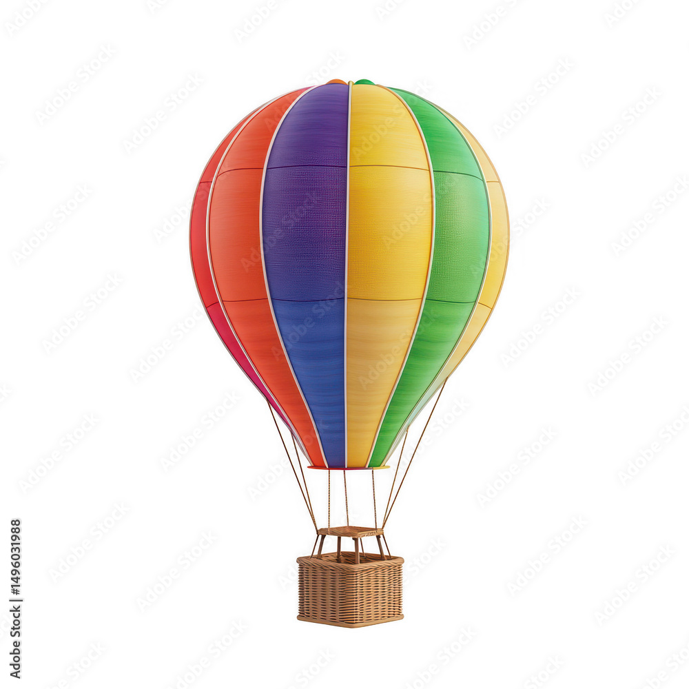 Fototapeta premium Colorful hot air balloon isolated on transparent background