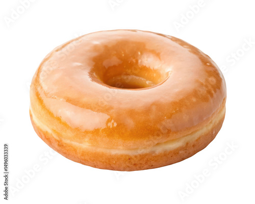 A glazed donut on a surface isolated on transparent background