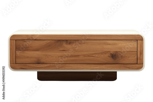 Contemporary Oak Floating Sideboard with Matte White Panels – Minimalist Catalog-Style Home Decor isolated on transparent background