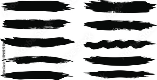 Black crayon underline divider collection - straight lines, dashed marks, wavy borders, dotted rows, zigzag patterns with chalk texture. Hand drawn separator elements for design
