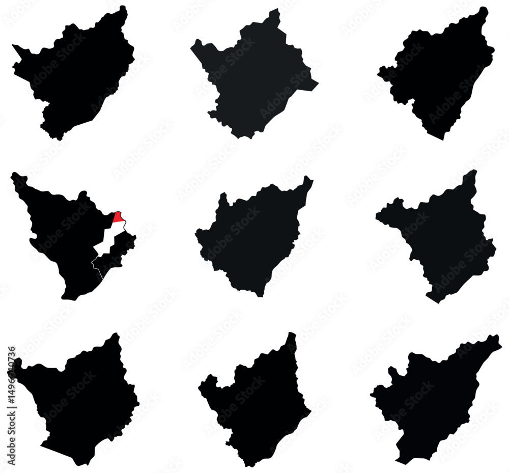 Obraz premium Burundi Map Silhouettes vector design on a white background