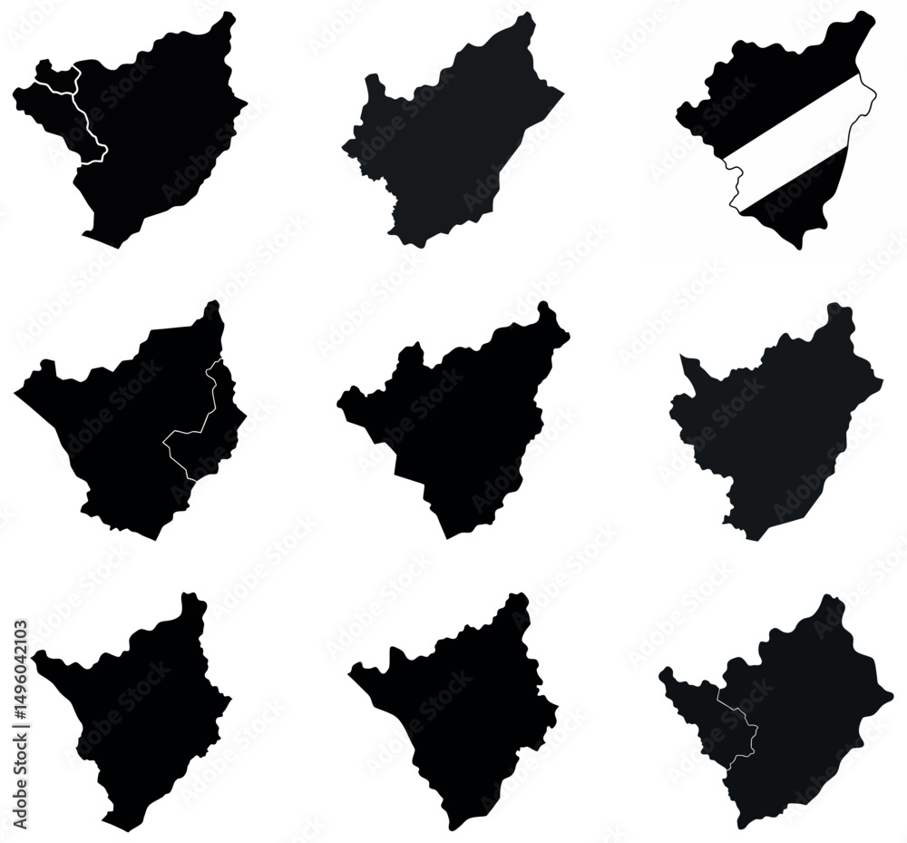 Obraz premium Burundi Map Silhouettes vector design on a white background