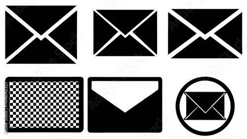 mail icons set Vector icon illustration silhouette Graphics design image white background
