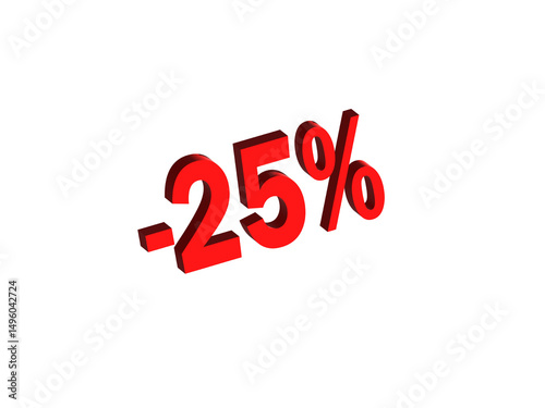 25% Off Discount Promotion – Bold 3D Red Text