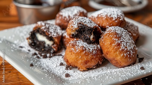 Deep-fried Oreo with powdered sugar. 