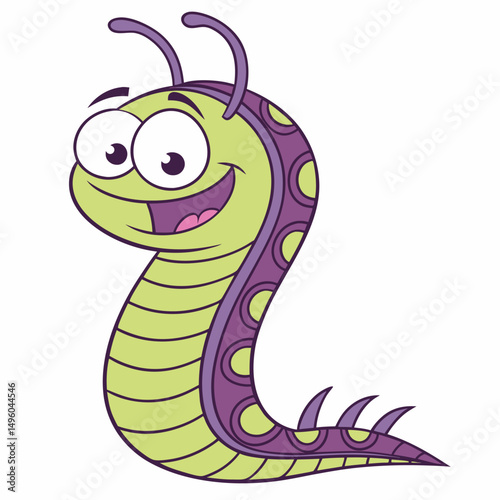 Colorful funny leech.Vector illustration isolated on white background.Side view.