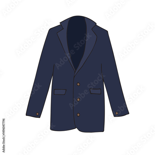 Vector hand drawn sketch doodle colored jacket blazer isolated on white background