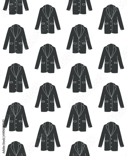 Vector seamless pattern of hand drawn sketch doodle jacket blazer isolated on white background