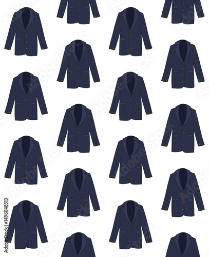 Vector seamless pattern of hand drawn sketch doodle colored jacket blazer isolated on white background