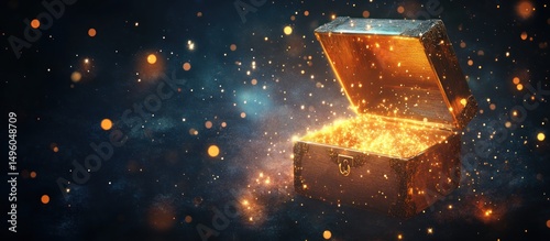 Mystical Treasure Chest: Glowing Gold and Sparkling Magic