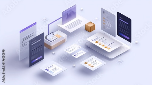 Modern digital workspace showcasing connected devices and data visualization
