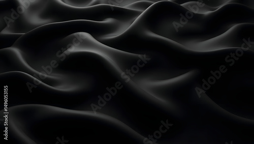 Black silk fabric wave texture photo
