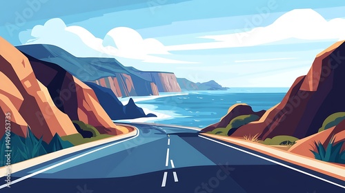 Coastal Highway Road Trip View.