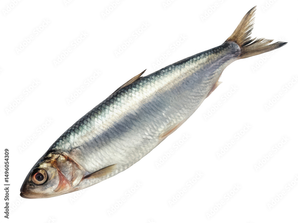 Fototapeta premium Single herring on black background isolated on transparent background