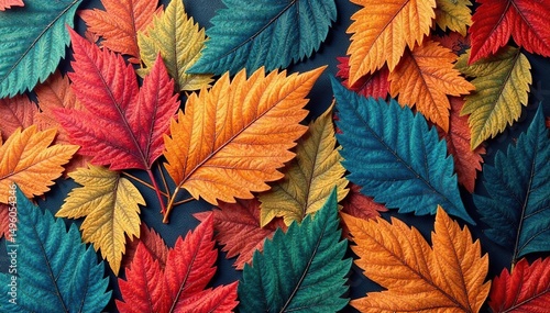 Repetitive leaf print on fabric, natural motif, plant, detail, material