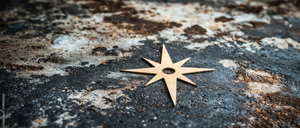 Star-shaped object on a textured surface. Star-shaped object on a textured surface.