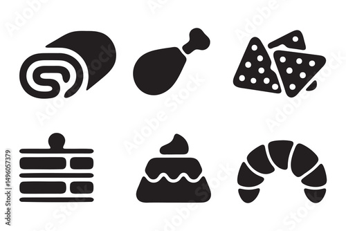 Simple Black and White Food Icons Collection