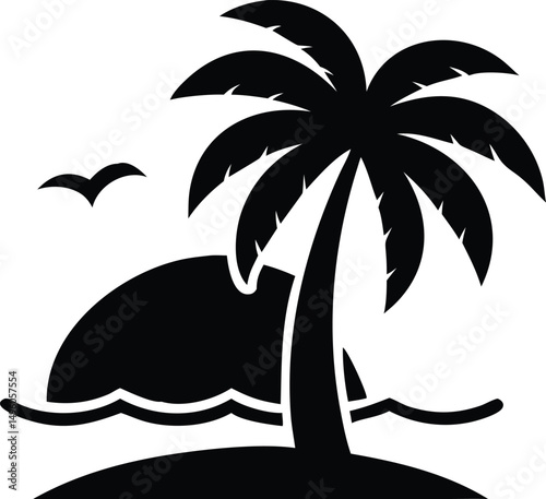  Palm tree silhouette and sunset illustration art