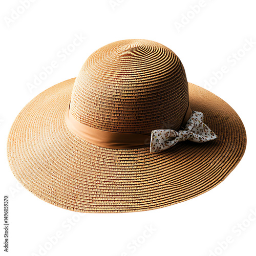 Refined Wide Brim Sun Hat with a Smooth Contemporary Design Isolated on Transparent Background