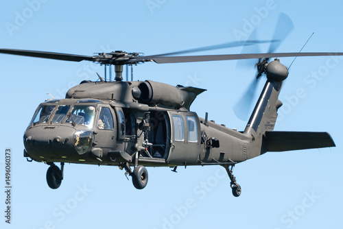 A Sikorsky UH-60 Black Hawk military medium-lift utility helicopter. 