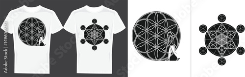 Sacred Geometry Tee Design: A modern design featuring geometric patterns inspired by sacred geometry, perfect for expressing individuality. 