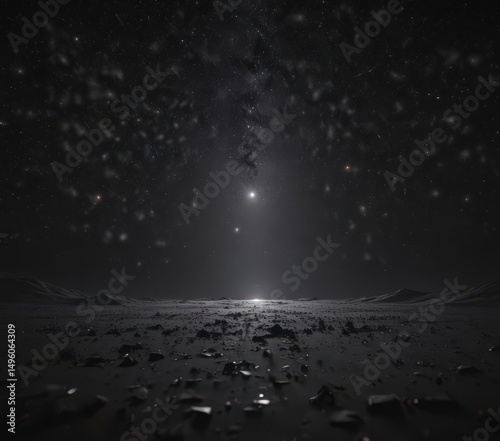 Infinite darkness, myriad stars shimmering, boundless black void,  glitter,  galaxy