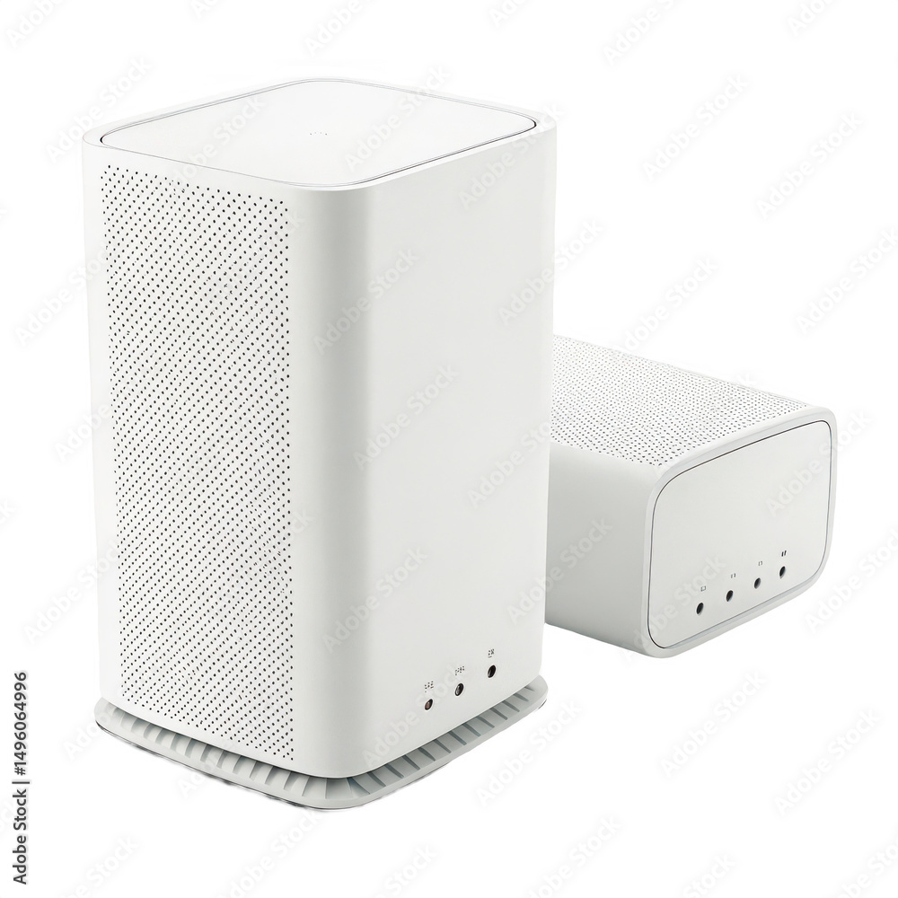 Obraz premium Two white network boxes isolated on transparent background