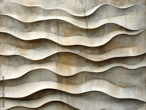 Flowing natural stone texture with smooth curves and organic patterns resembling carved rock formations, featuring subtle earthy tones and abstract wavy surface details.