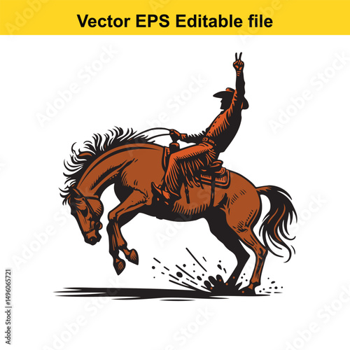 Bronco Buster Blaze: Retro Rodeo Vector Art for Posters, Logos & Merchandise