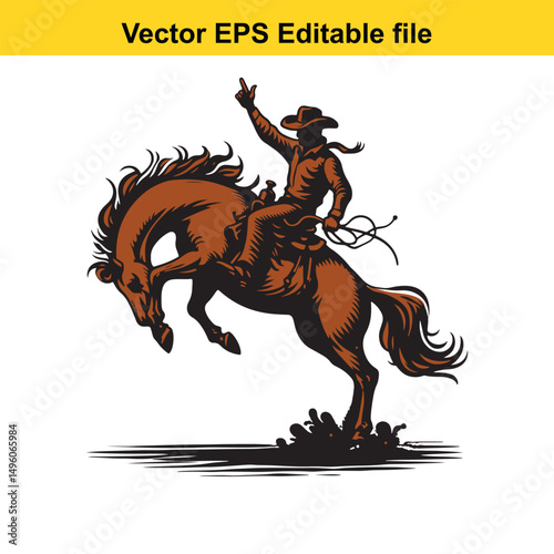 Bronco Buster Blaze: Retro Rodeo Vector Art for Posters, Logos & Merchandise