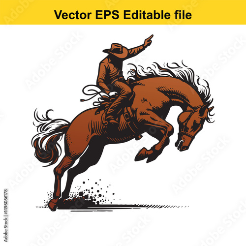 Bronco Buster Blaze: Retro Rodeo Vector Art for Posters, Logos & Merchandise