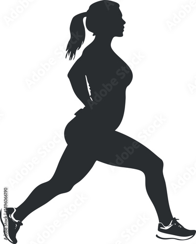 Silhouette of a woman in athletic pose stretching her legs, fitness and exercise concept