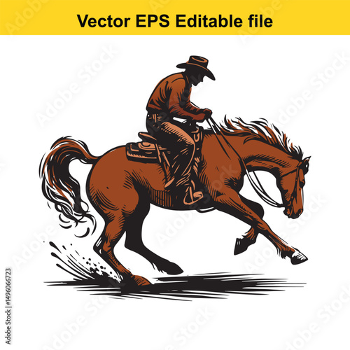 Bronco Buster Blaze: Retro Rodeo Vector Art for Posters, Logos & Merchandise