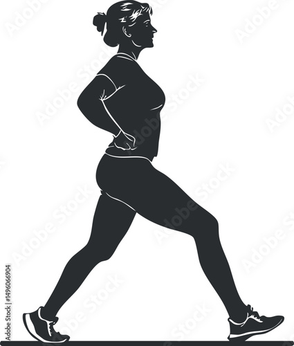 Silhouette of a woman in sportswear doing a stretching exercise before workout or running outdoors