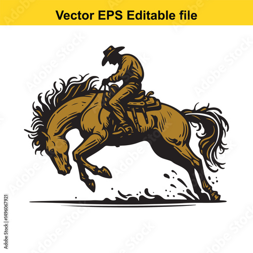 Bronco Buster Blaze: Retro Rodeo Vector Art for Posters, Logos & Merchandise