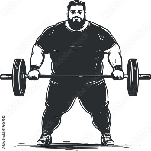 Illustration of a muscular man lifting a heavy barbell demonstrating strength and fitness training