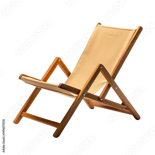 Advanced Lightweight Wooden Beach Chair with a Mode Isolated on Transparent Background