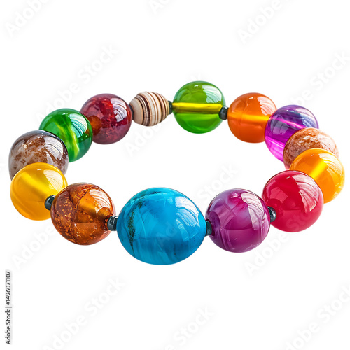 Bold Bracelet with Oversized Irregular Beads Isolated on Transparent Background