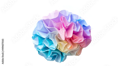 Bright colorful crumpled paper ball isolated on white background

