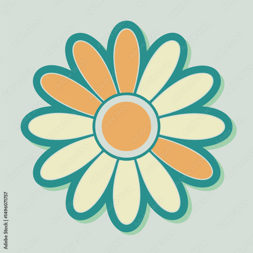 A Daisy Icon In 70S Retro Style Clean Petal Outli (1) A Daisy Icon In 70S Retro Style Clean Petal Outli (1)