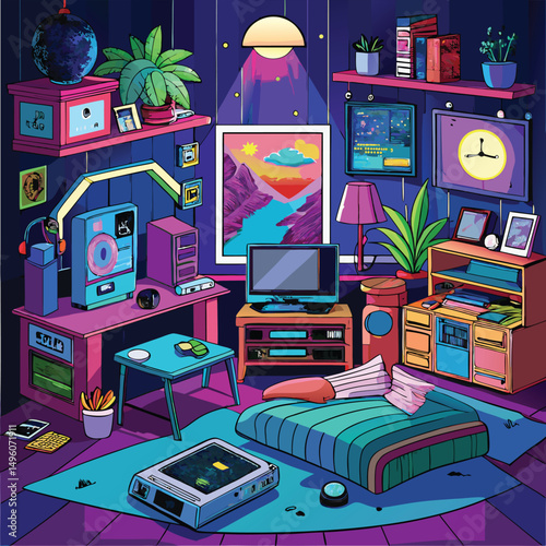 1990S Teenager S Bedroom  Crt Monitor  Posters On