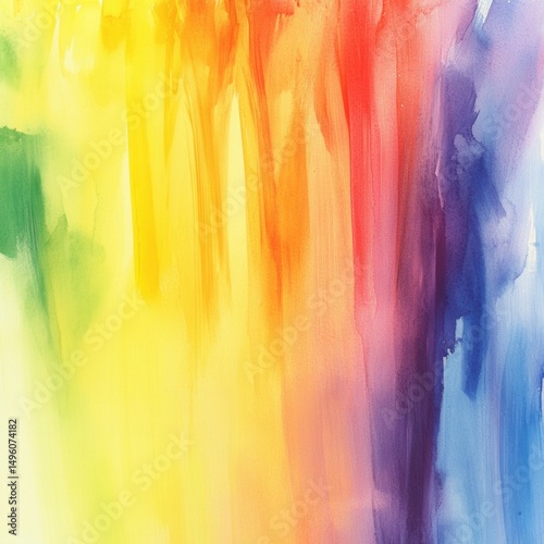 Christian rainbow, 7 colors, rain, rainbow, strokes, multi-colored, background, multi-colored watercolor long brushstroke, wide from right to left and long from bottom to top, first yellow, then it tu