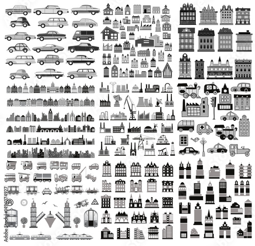 City infrastructure elements showing urban development and transportation