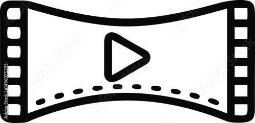 Black Line Icon Of A Curved Film Frame Strip With  (1)